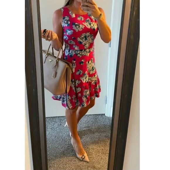 DIANE VON FURSTENBERG Pink Floral Sleeveless Crewneck Topanga Mini Dress Size 4 - Picture 3 of 12